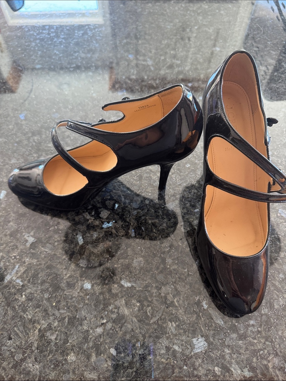 J. Crew Black Patent Double-Strap Mary Jane Heels